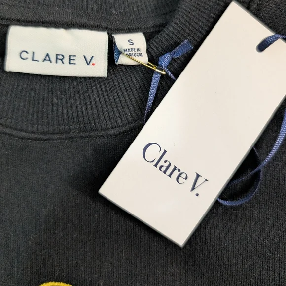 CLARE V. Embroidered Sweatshirt, Marigold and Black, Various Sizes - Picture 10 of 11